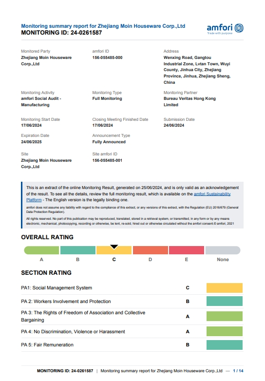 BSCI Certificate
