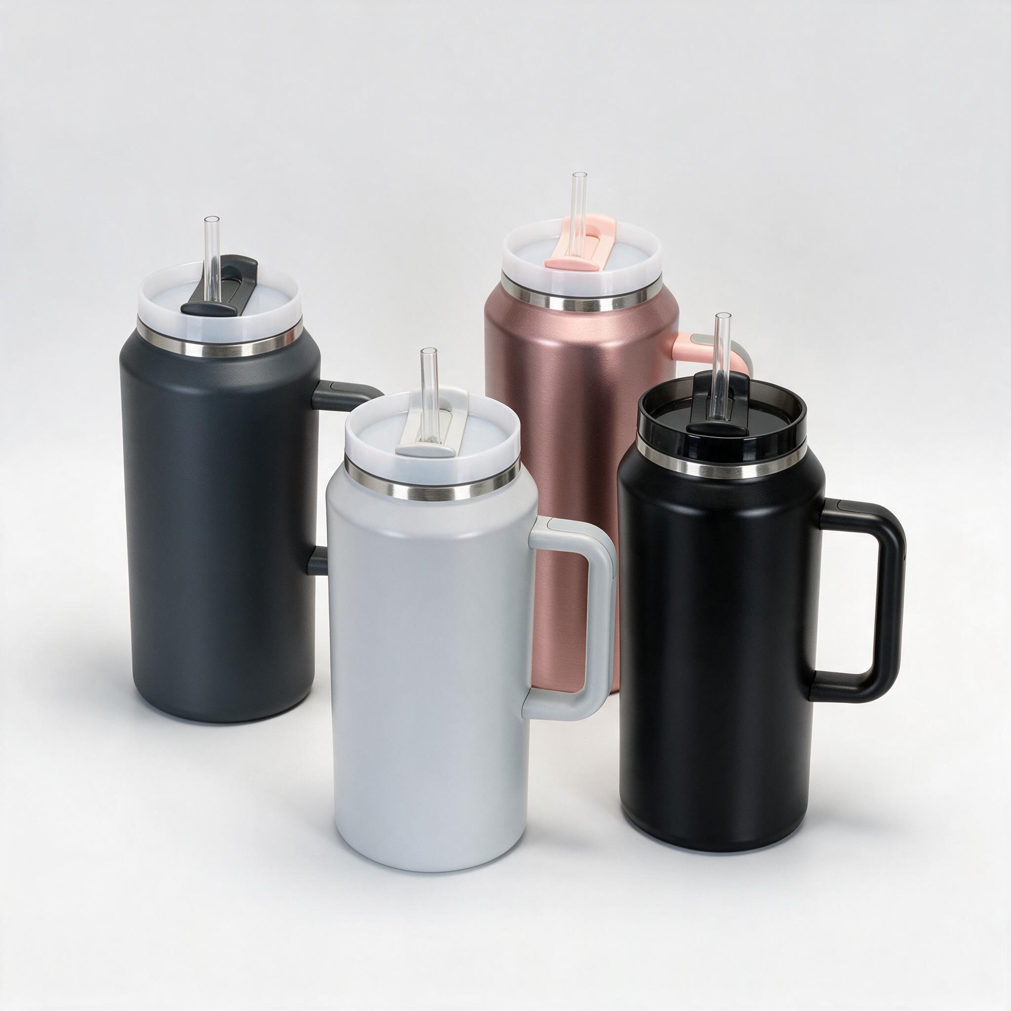 Insulated Tumbler with Handle and Straw 4-Color (MY-CT6401)