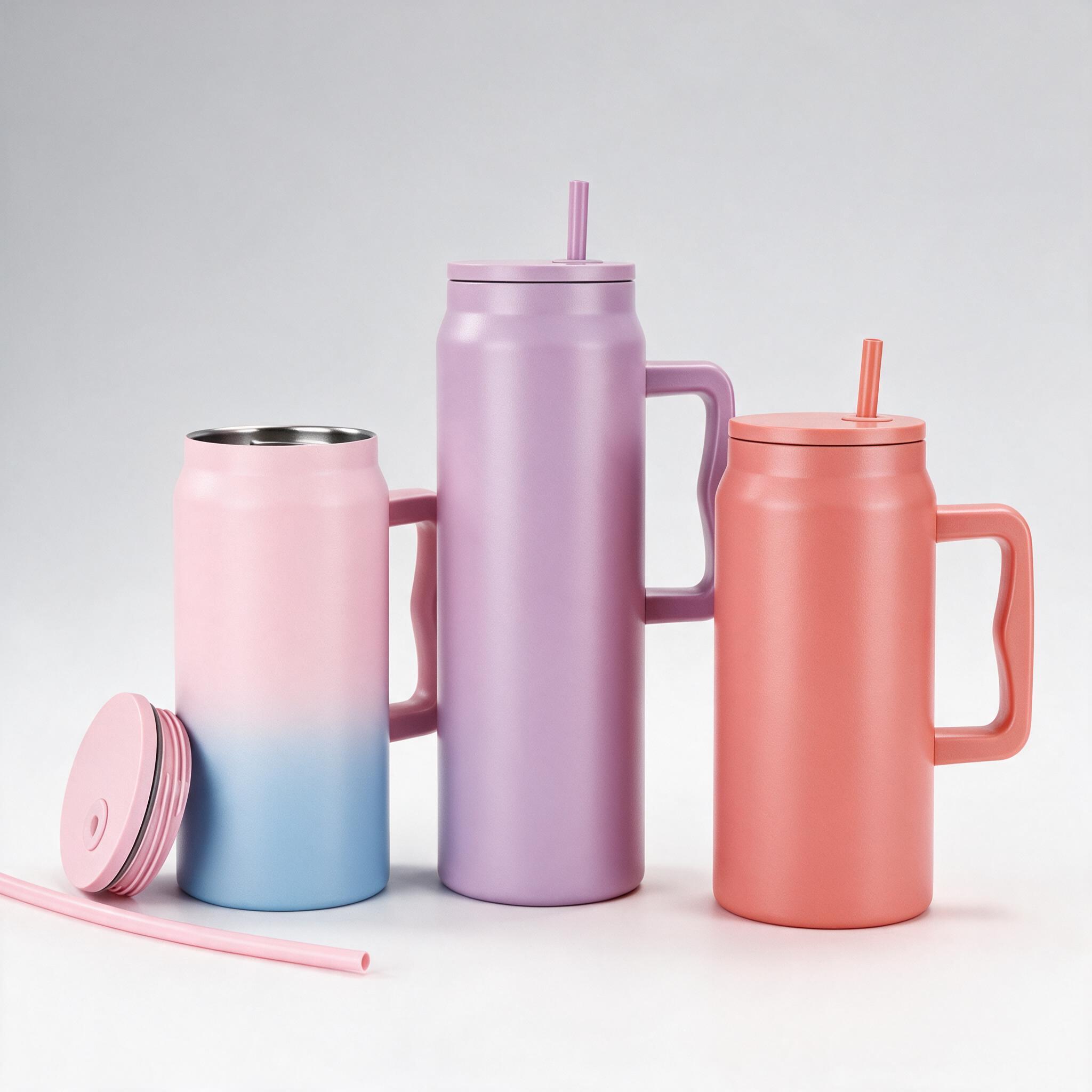 Tumbler with Handle and Straw Lid 3-Color