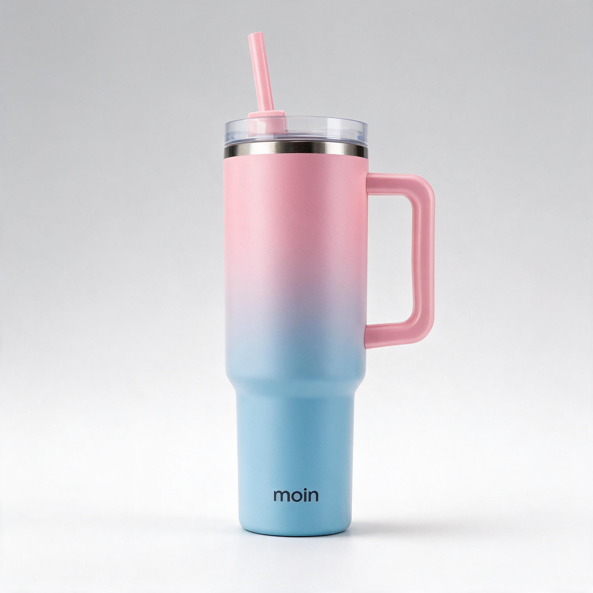 Tumbler with Handle 40oz Gradient Pink-Blue